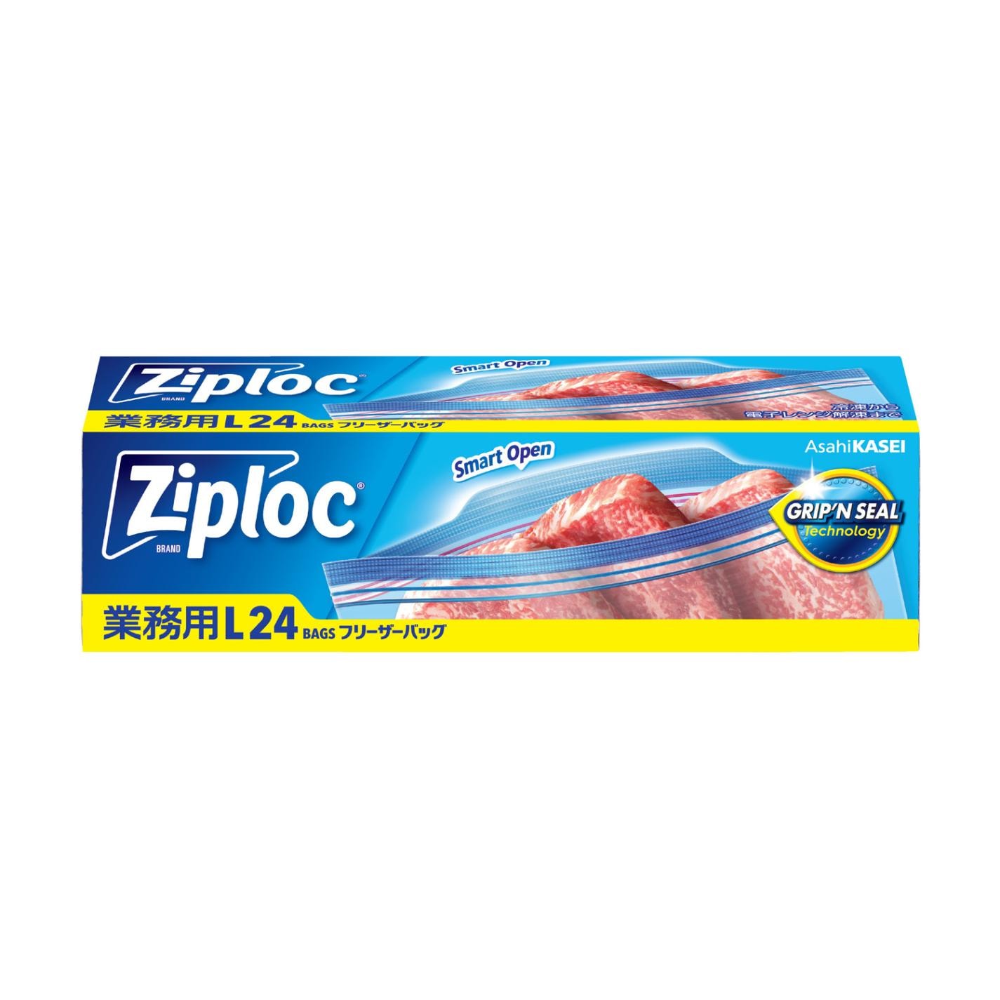 【ケース】業務用ジップロックフリーザーバッグ Ｌ 24枚入