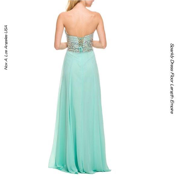 人気上昇！パーティードレス ミントグリーン ベアトップ シースルー袖  