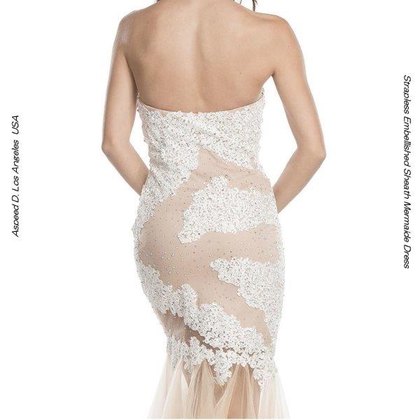 コードレース マーメイドドレス オーロララインストーン ホワイト