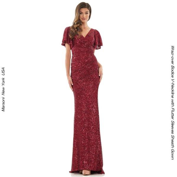 スパンコール マーメイドドレス ストレッチドレス バーガンディワイン  