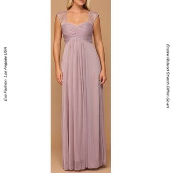 モーブ色 インポートドレス ピアノ伴奏 キャップスリーブ オーケストラ衣装 声楽 楽器演奏 クルージングドレス マザーオフブライドドレス エンパイアドレス 弦楽器ドレス 演奏会ドレス ステージドレス 