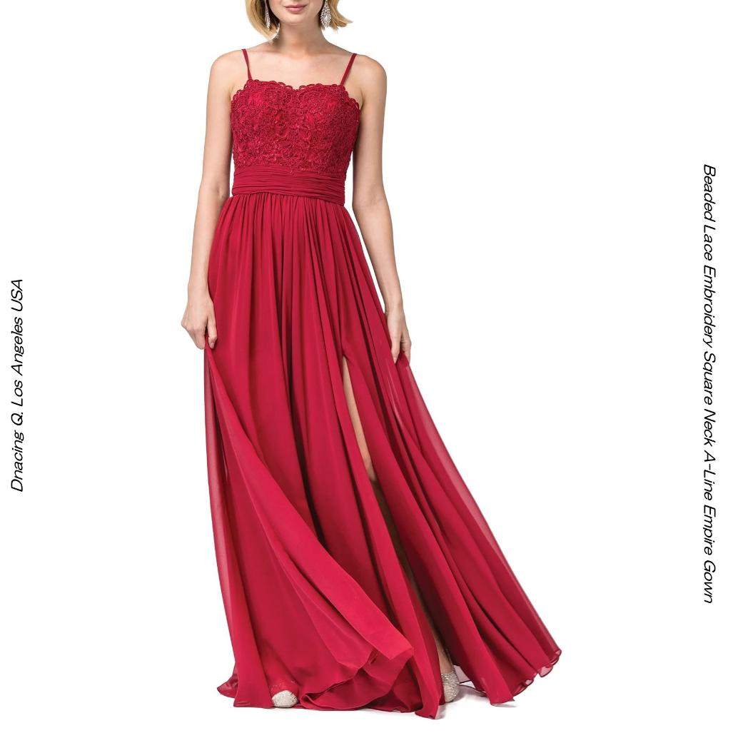 uw182789 バーガンディワイン エンパイアシフォンドレス（演奏会・声楽・コンクール）BURGUNDY ピアノ発表会 PROMDRESS