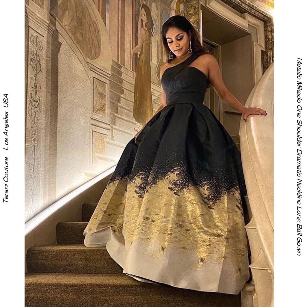 TERANI COUTURE E9180 �ץ饹������ �ܡ��륬���� BLACK/GOLD�å�󥷥����� �᥿��å��ߥ��� �饰���奢�꡼�ɥ쥹