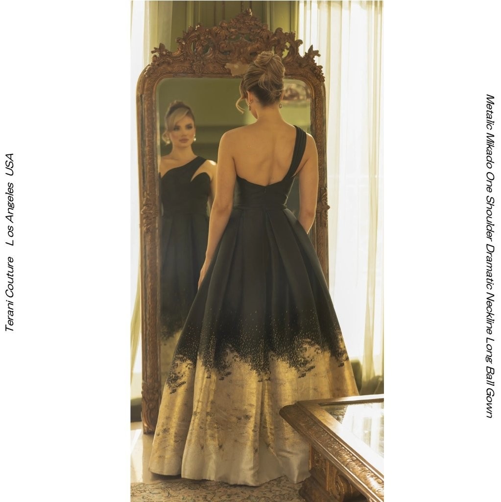 TERANI COUTURE E9180 �ץ饹������ �ܡ��륬���� BLACK/GOLD�å�󥷥����� �᥿��å��ߥ��� �饰���奢�꡼�ɥ쥹