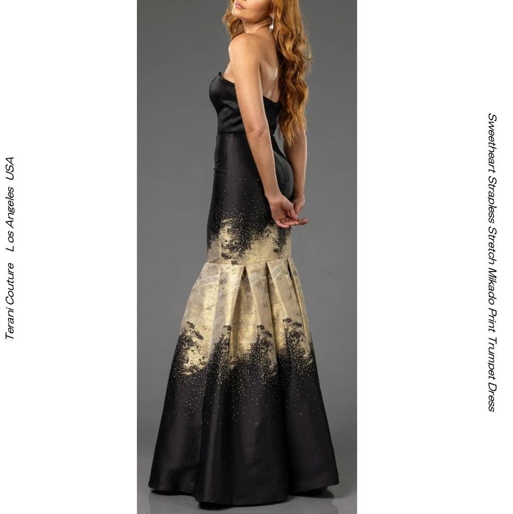 TERANI COUTURE P0177 BLACK/GOLD �᥿��å��ߥ��� �ȥ��ڥåȥɥ쥹�å��������ȥϡ��ȥͥå� ���ڱ��� ����󥽥���� ���֥˥󥰥ɥ쥹 ��åɥ����ڥå��б�