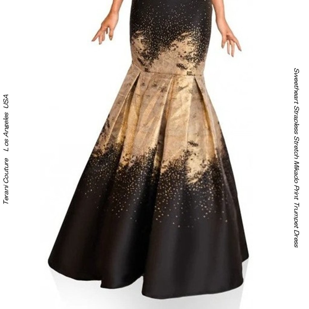 TERANI COUTURE P0177 BLACK/GOLD �᥿��å��ߥ��� �ȥ��ڥåȥɥ쥹�å��������ȥϡ��ȥͥå� ���ڱ��� ����󥽥���� ���֥˥󥰥ɥ쥹 ��åɥ����ڥå��б�