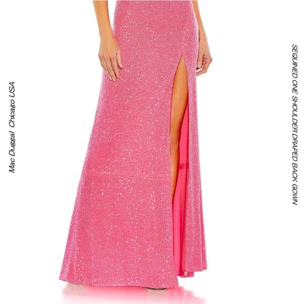 スパンコールメッシュ マーメイドドレス ワンショルダードレス