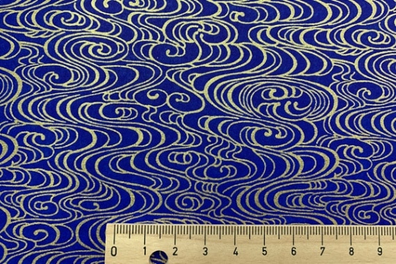 機械漉き友禅紙 青地に金の観世水 524の通販サイト【紙市楽座】