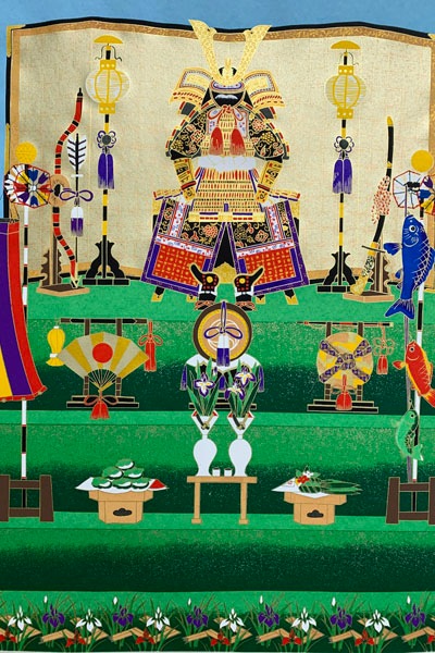 鎧兜飾り台★鯉のぼり★展示品5-10 友禅紙総柄 中 <br>鎧兜に鯉のぼり三段飾り 『兜飾り』 29の通販サイト