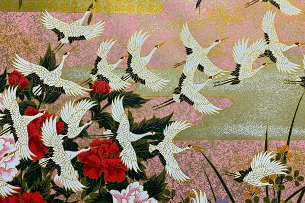 ブランド通販 素敵な 真作】掛軸 花鳥図 華やかな彩色美 美麗彩色画 牡丹と梅 絵画