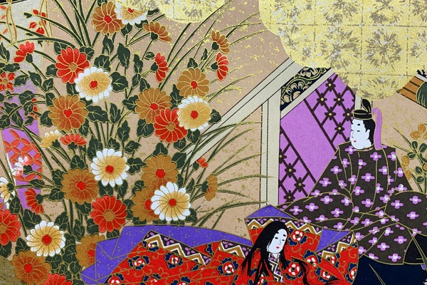 友禅染 源氏物語絵巻の 額 宿木三（模写） 928 源氏物語絵巻 | NDL