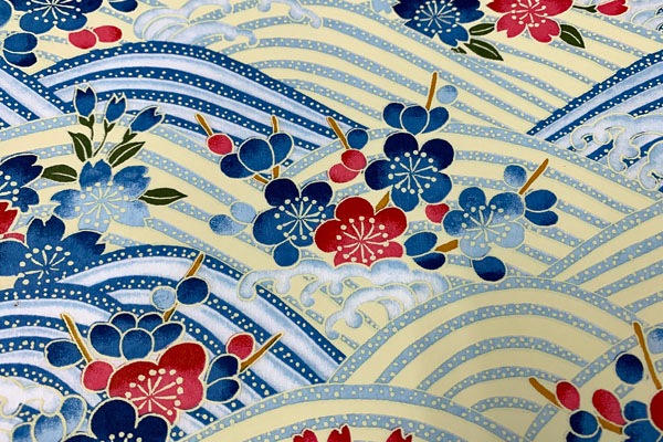 機械漉き友禅紙 青海波に赤青梅ちらし 8620の通販サイト【紙市楽座】