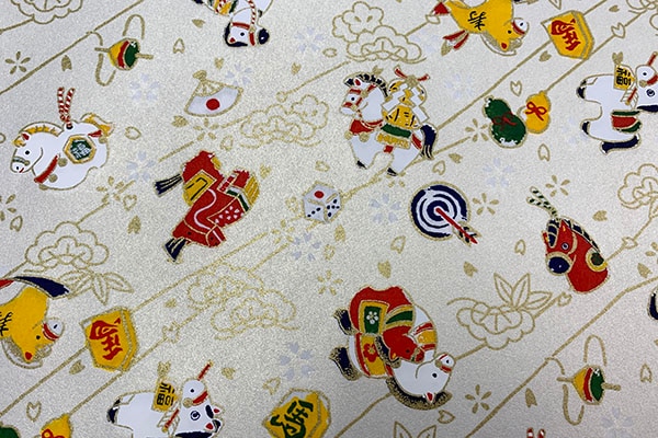 クラフト263) カード 友禅和紙 友禅紙 年賀状 干支 午年 ミニ扇子