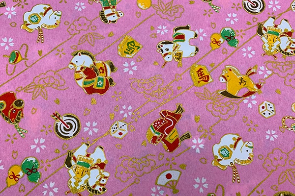 機械漉き友禅紙 干支柄2026 馬 ピンクの通販サイト【紙市楽座】