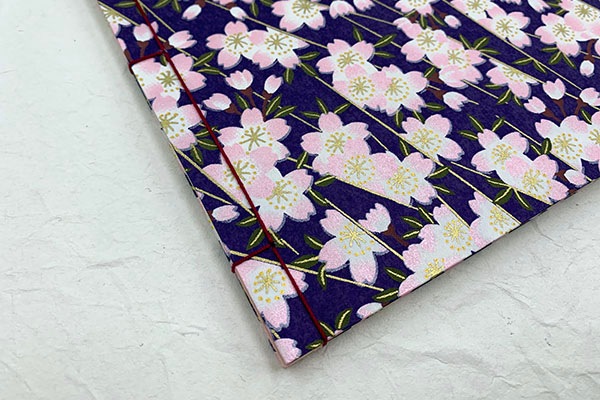 和綴じノート B5判 2025年秋 友禅紙 紺地に桜の通販サイト【紙市楽座】