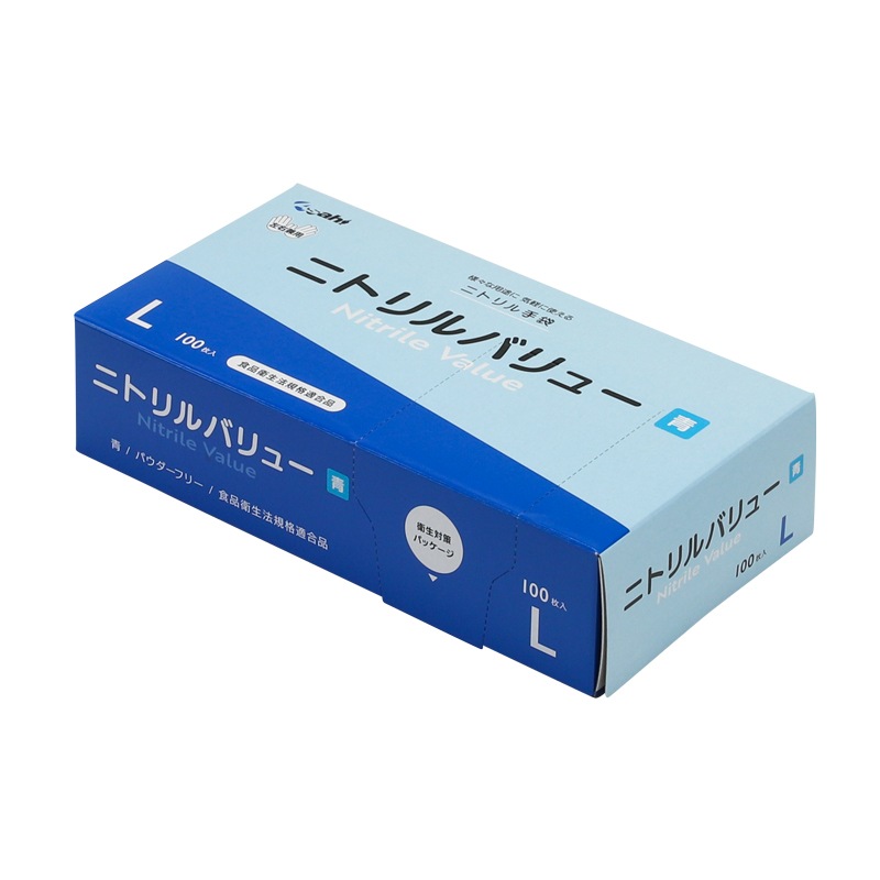 ニトリルバリュー　ブルー　パウダーフリー　Mサイズ　100枚×30箱入●ケース販売お徳用【取り寄せ商品・即納不可】 ニトリルバリュー 青 L パウダーフリー | 衛生用品 | フクロウモール