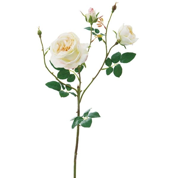 リアフローラ 造花 ローズシェドゥーブル クリーム（花の数2/つぼみの数3）