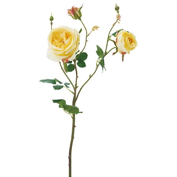 リアフローラ 造花 ローズシェドゥーブル イエロー（花の数2/つぼみの数3）