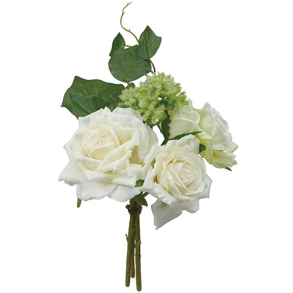 リアフローラ 造花 フレグランスローズバンドル クリーム