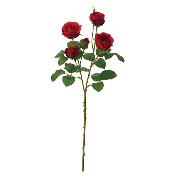 リアフローラ 造花 カメリアローズスプレー ワイン（花の数4/つぼみの数2）