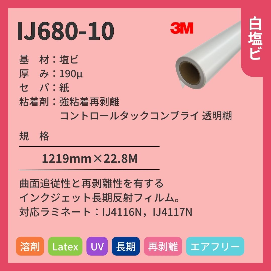 3M(スリーエム) IJ680-10 反射 インクジェットメディア 長期