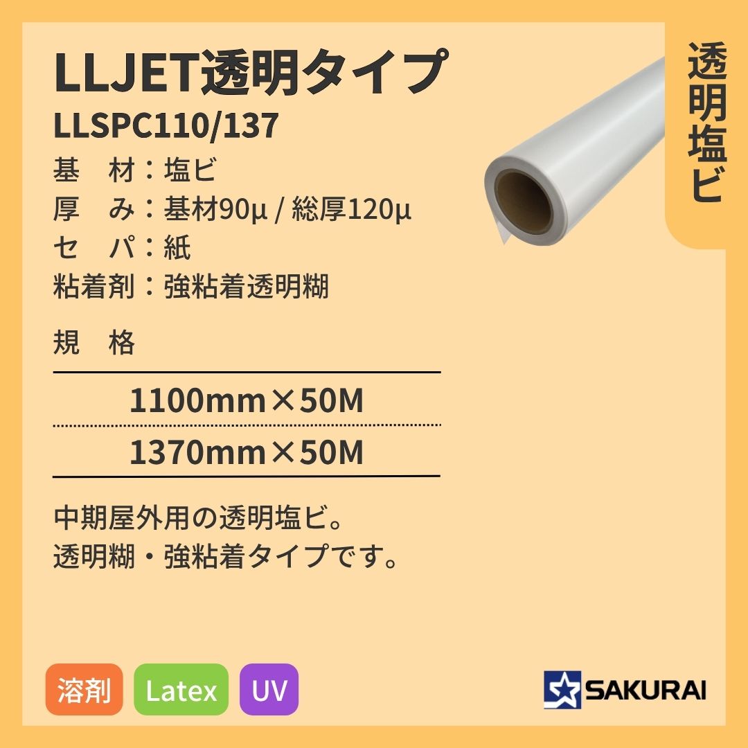 桜井 LLSPC110/137 LLJET透明タイプ インクジェットメディア