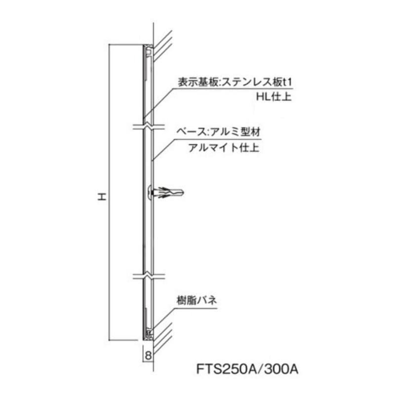 ステンレスプレート FTSAプレート FTS50A～FTS300A 正面型 室名札