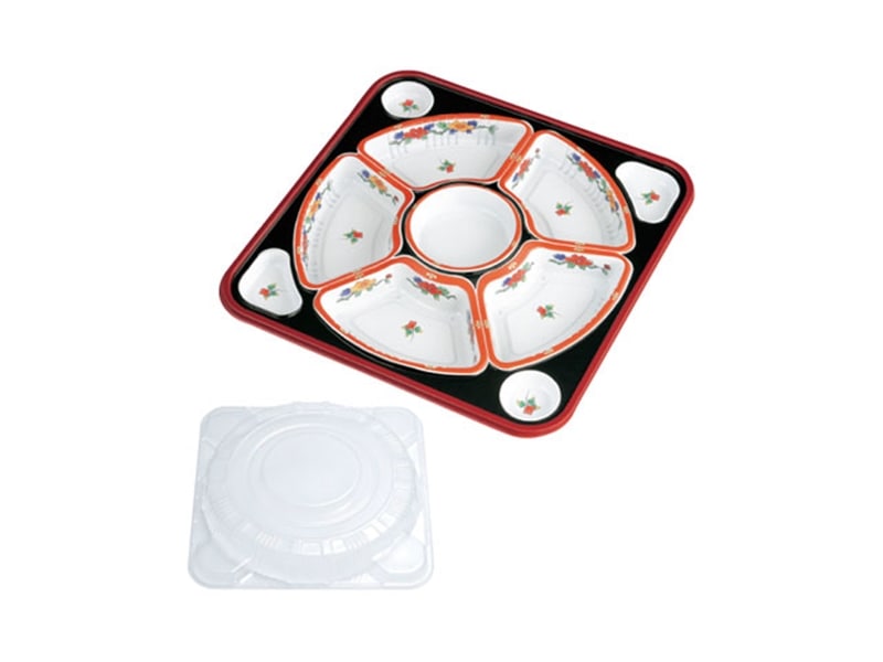 オードブル容器 オードブル容器 透明蓋セット ＴＯ－３８０ 有田 朱 <10セット> 小ロット販売