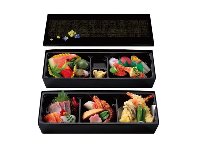 仕出し弁当容器 110－40竹膳二段会席睦月／黒セット <50セット