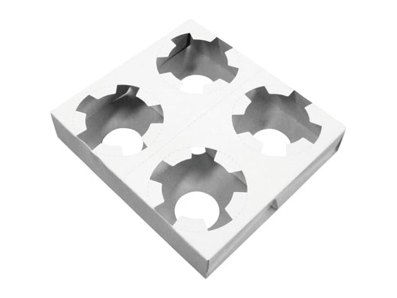 ドリンク関連小物 コーン＆カップホルダー ４個入 ミシン目付白 <100枚> 小ロット販売