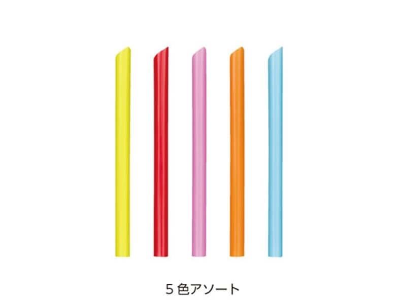 ストロー ６４８国産 タピオカストロー１２Ｘ１８片先斜め包装なし５色アソート１３０本入 <1箱> 小ロット販売