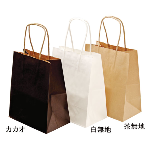 手提袋 自動紐手提袋 T-2 茶無地 <25枚> 小ロット販売
