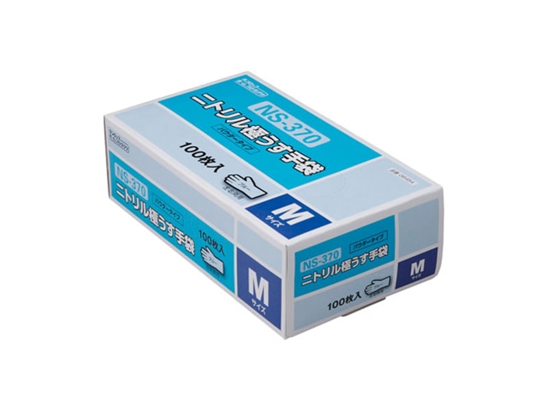 作業用手袋 ニトリル極うす手袋 ＮＳ３７０ 粉有 Ｍ ブルー １００枚入 <1箱> 小ロット販売