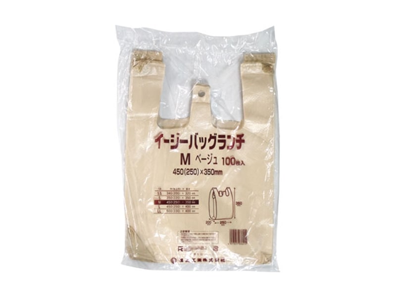 手提袋（レジ袋） イージーバッグ ランチ ベージュ Ｍ <100枚> 小ロット販売