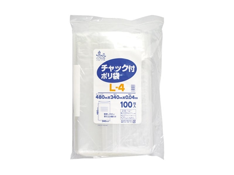 汎用規格袋 チャック付ポリ袋 Ｌ－４ １００枚入 <1袋> 小ロット販売