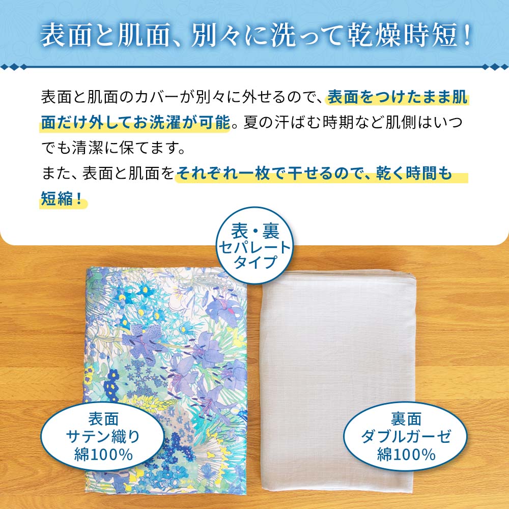 360度全開ファスナー掛ふとんカバー リムーバ 表面・肌面セット