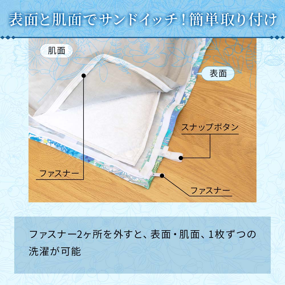 360度全開ファスナー掛ふとんカバー リムーバ 表面・肌面セット