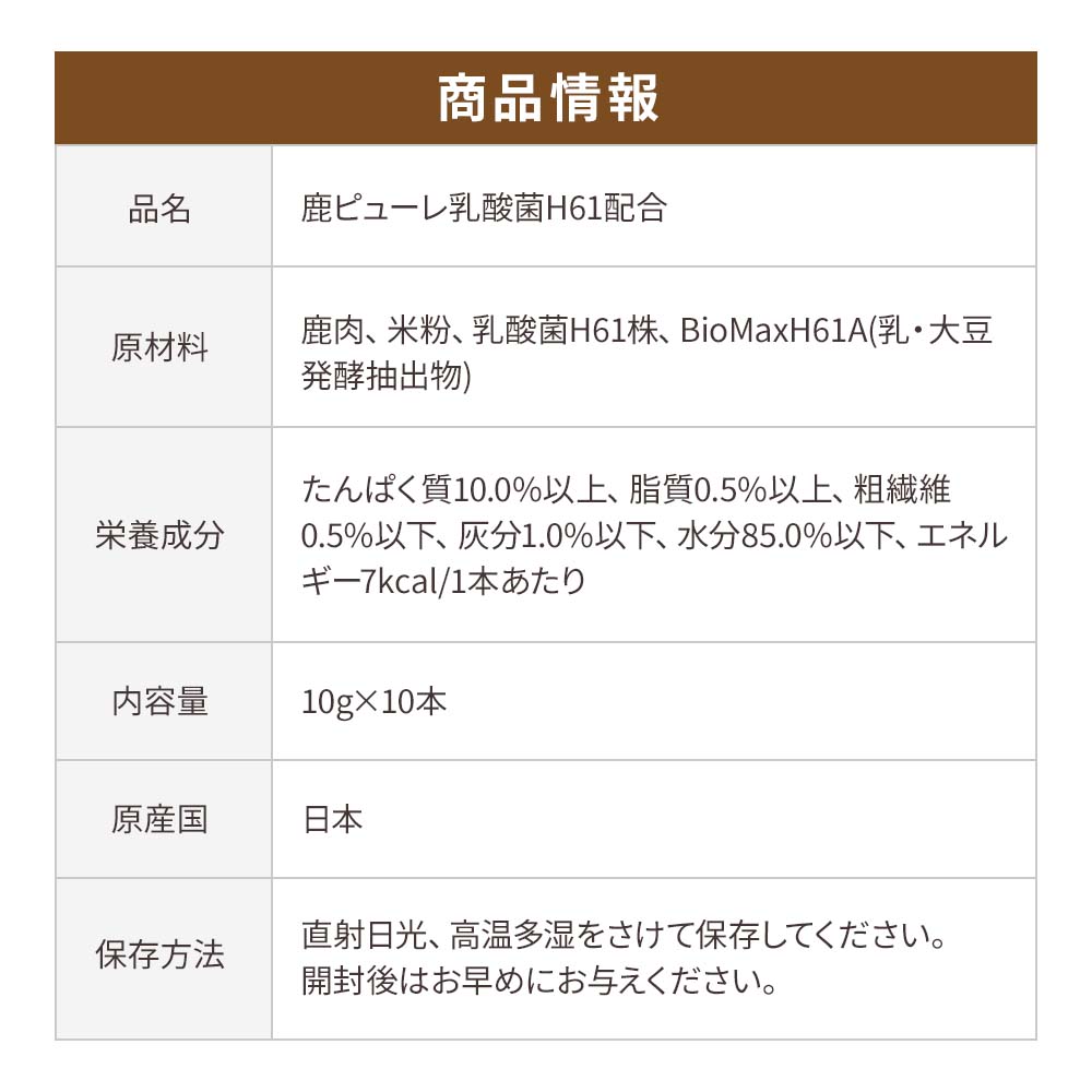 鹿ピューレ乳酸菌H61配合 10本