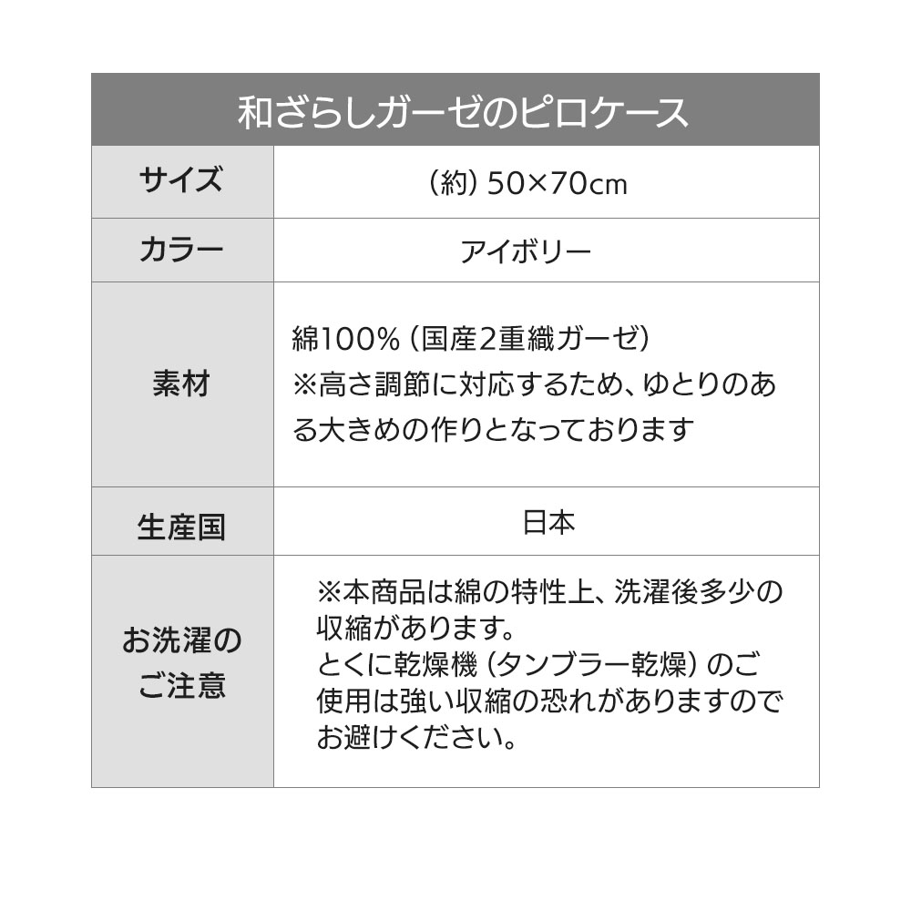 和ざらしガーゼのピロケース