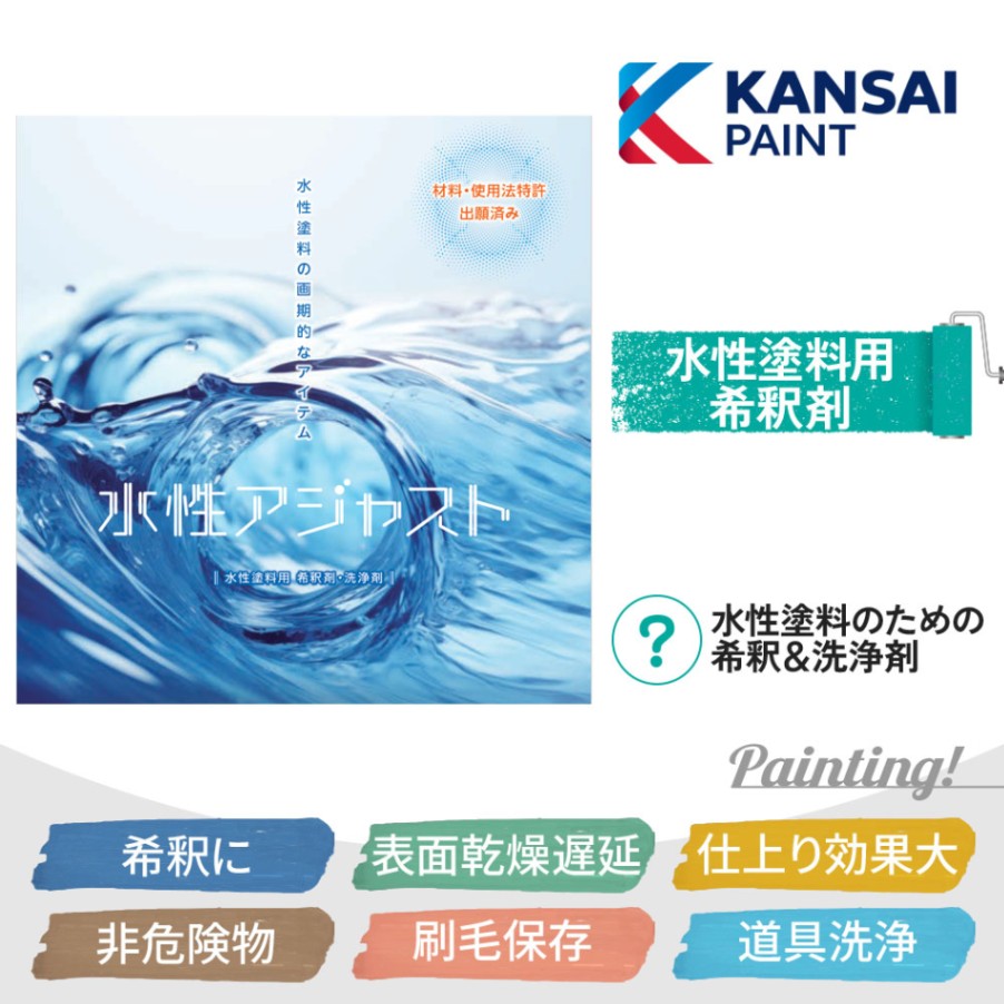 水性アジャスト 関西ペイント 3kg 15kg 水性塗料用 希釈剤 洗浄剤 