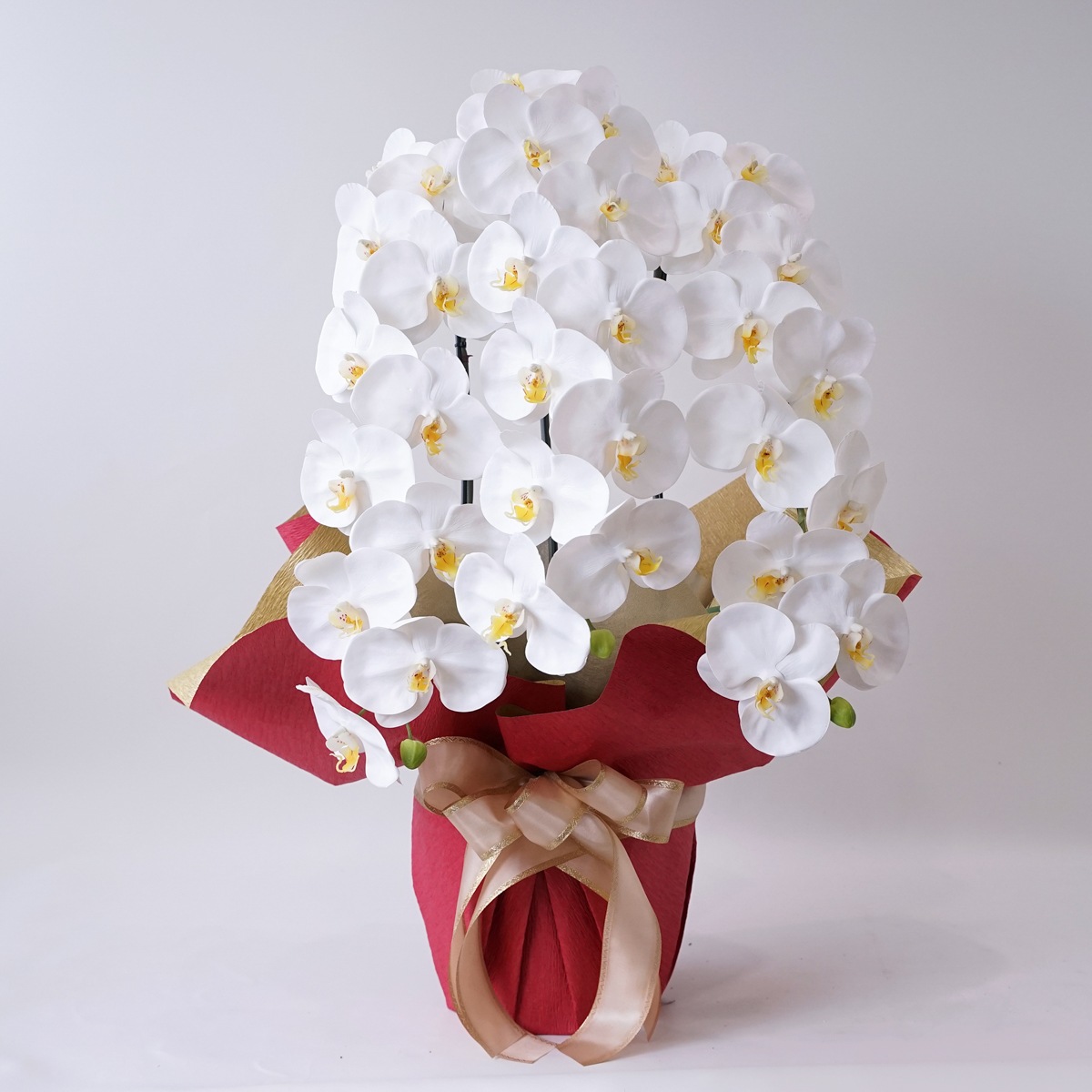 胡蝶蘭鉢 はくらん 3本立ち 白 アーティフィシャルフラワー