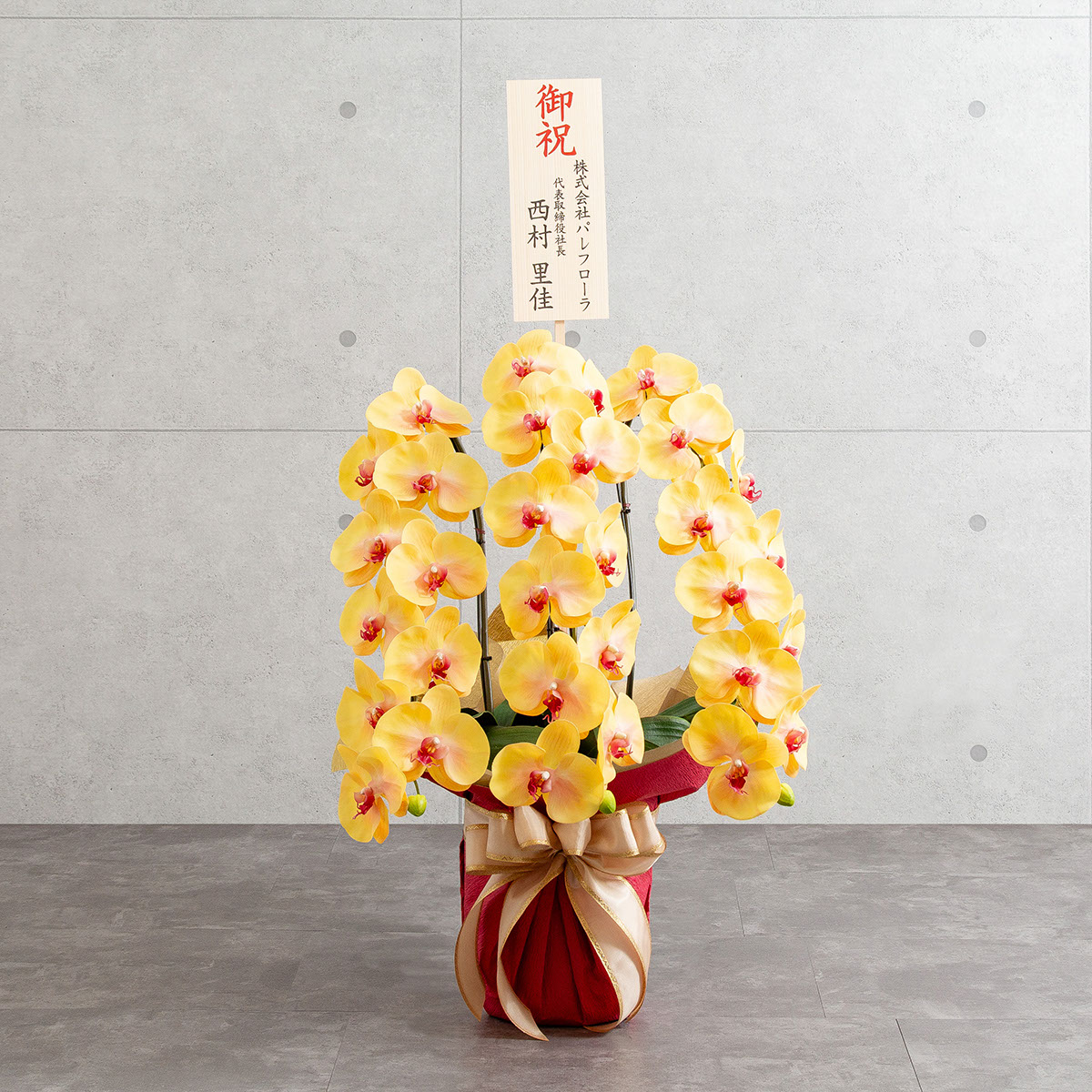 胡蝶蘭鉢 はくらん 選べる花器付 3本立ち イエロー アーティフィシャルフラワー