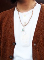 ■30%OFF■ Y.GLAUCA(ワイグラウカ)　ネックレス　ターコイズシルバープレート＆レザーコード/キャメル|Necklace|【Y.GLAUCA】 
