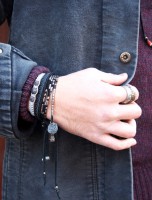 M.Cohen 〔エムコーエン〕 ブレスレット B101028-S メッシュレザー＆シルバーリンクチェーン / ブラック|BRACELET|【M.Cohen】 