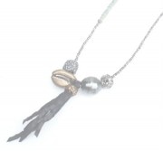 M.Cohen 〔エムコーエン〕 ネックレス N101054 ブラックタッセル&パールチャーム / ターコイズ|NECKLACE|【M.Cohen】 