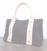 HTC ̎Î Хå  Turquoise Flower Studs Suede Tote Bag / Dark BrownNatural