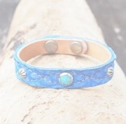 HTC ̎Î֥͡쥹å  Nubuck Leather Turquoise&Umbrella Studs Bracelet / Blue