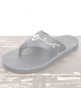 HTCThe SandalmanڎÎߎݎގَώݡ   Wide Strap Flower Turquoise Studs / Black Leather