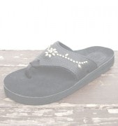 HTCThe SandalmanڎÎߎݎގَώݡ   Wide Strap Flower Turquoise Studs / Black Suede