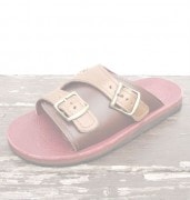 HTCThe SandalmanڎÎߎݎގَώݡ   Double Buckle Flower Glass Stone Studs / Light Brown&Brown